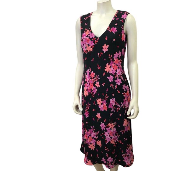 JONES NEW YORK FLORAL PRINT V‎ NECK DRESS SZ 10 - Picture 1 of 9
